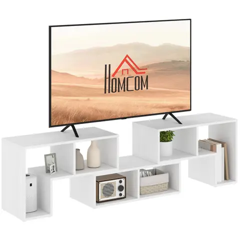 HOMCOM TV Stand for TVs up to 75 Inches, Free Combination TV Unit with Storage Shelves White