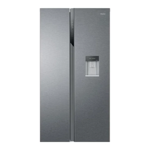 Haier HSR3918EWPG 90cm Freestanding American Fridge Freezer - Non-Plumbed Water - Total No Frost - 521L - Silver - E Rated