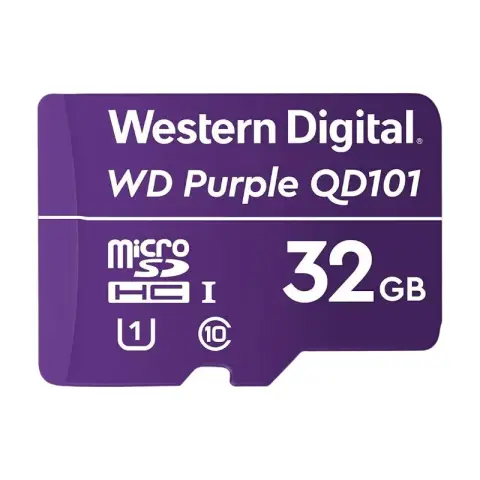 Western Digital WD Purple SC QD101 32GB Smart Videoüberwachung microSDHC-Karte, Ultra Endurance bis zu 16 TBW