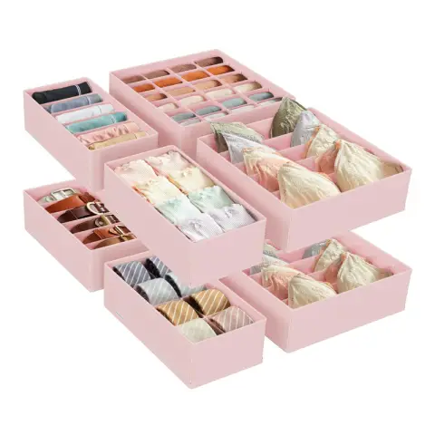 SONGMICS Flatbox, 32x32x10cm/32x16x10cm, Set of 8, Jelly Pink