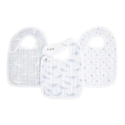 aden + anais™ Boutique Cotton Muslin Snap Bibs 3 Pack Oceanic