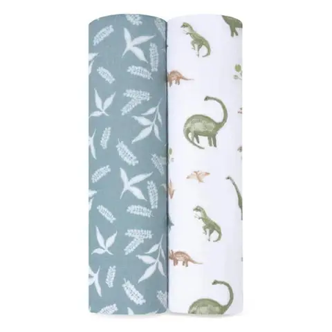 Aden + Anais Essentials Cotton Muslin Swaddles 2 Pack Dino Jungle