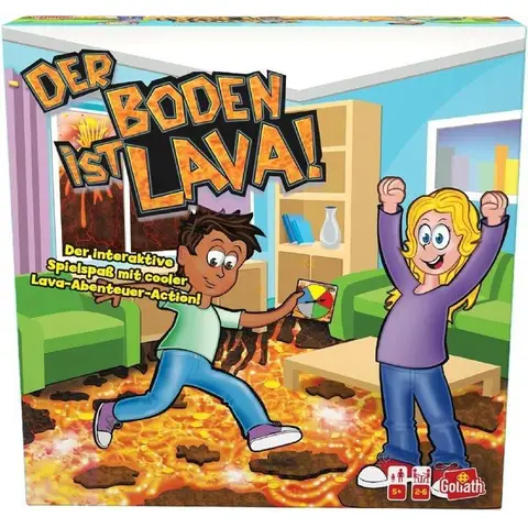 Goliath Der Boden ist Lava, Brettspiel und Partyspiel für drinnen und draußen! Für die ganze Familie ab 5 Jahren, Gesellschaftsspiel für 2 bis 6 Spieler, erleben Sie den Nervenkitzel der "TV-Show"!