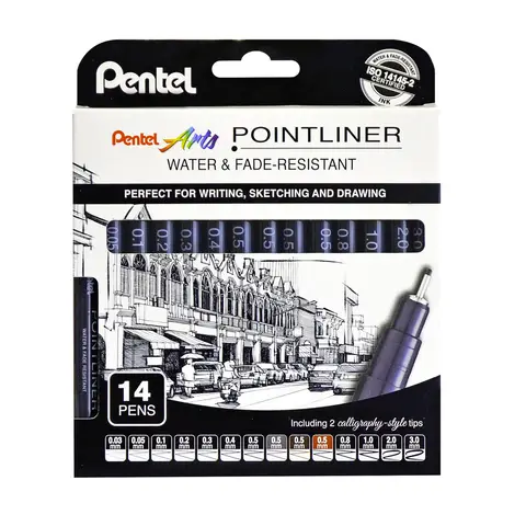 Pentel Pointliner Assortment Pack of 14