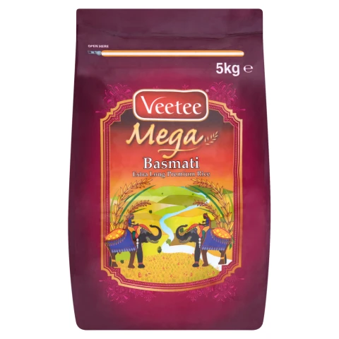 Vee Tee Mega Extra Long Basmati Rice 5Kg