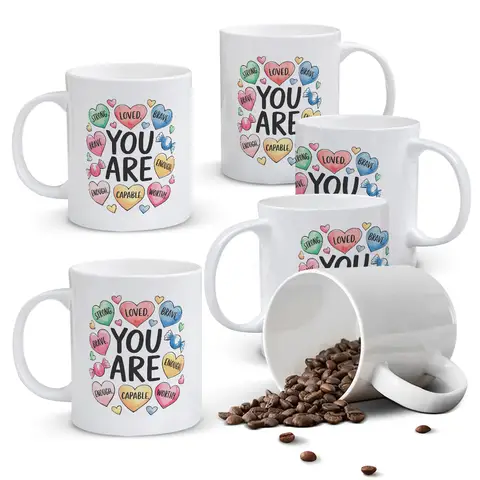 Alphynix 1 Du-bist-geliebt-Tasse, 33cl inspirierende Geschenktasse mit bunten Herzen und positiven Worten, ermutigender Liebesbrief Valentinstagsgeschenk für sie ihn,Geschenk zum valentinstag, geschenk zum geburtstag