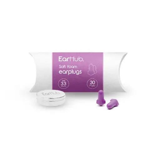EarHub Premium Soft Foam Earplugs Purple 30 Pair