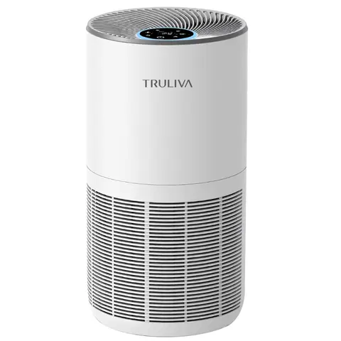 TRULIVA H13 HEPA Air Purifier, CADR 450m³/h, 360° Air Circulation, PM2.5 Air Quality Display, 24H Timer, Odor & Pet Dander Removal for Home
