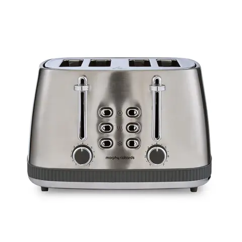 Morphy Richards Mexborough 4-Slice Toaster, Wide Slots, Cord Storage, Grey & Stainless Steel - 242902