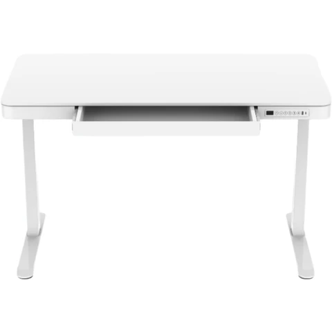 Loctek Smart Höhenverstellbarer Schreibtisch mit Schubladen - Tisch mit Holzmaserung - 140x70 - Weiß