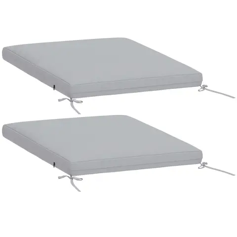 Outsunny Lot de 2 coussins de chaise de jardin, galettes de chaise 50 x 50 cm, mousse haute densité, antidérapants, lavables, pour mobilier extérieur, chaise, 50x50 cm, gris