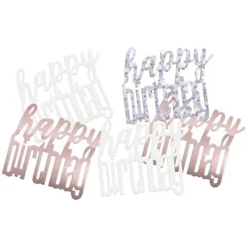 Unique Party Glitz Rose Gold Happy Birthday Confetti, 14g, 1 Pack