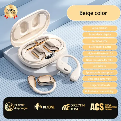Le casque de traduction IA VoxorAI M75 Beige prend en charge la traduction en temps réel dans 150 langues et convient aux études, aux voyages et aux affaires.