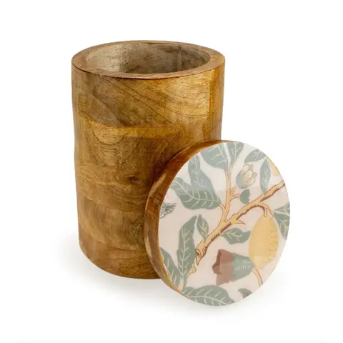 Candlelight Decorative Storage Cannister Vintage Fruits Mango Wood H:18.7cm