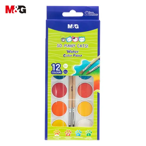 M&G Watercolor Paint 1pc, 12 Colors Solid Watercolor Set, Pan Watercolor Paint, Art Painting Supplies for School Student, Drawing