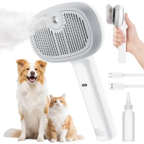 pecute Pet Spray Comb with Water Bottle - White