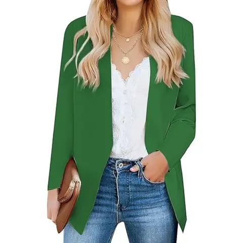 Women's Casual Blazers Long Sleeve Lapel Button Slim Work Office Blazer Jacket (green, M)