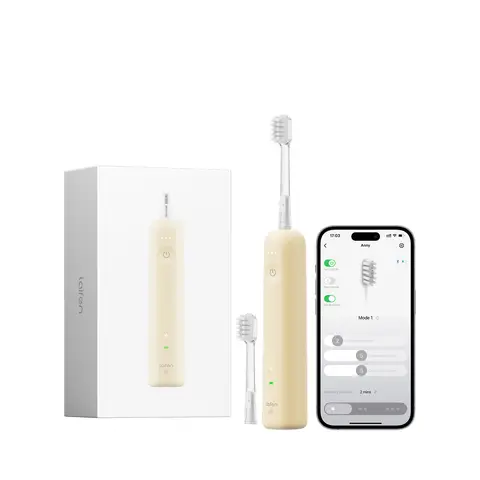 Laifen Wave Special Electric Toothbrush, Oscillation & Vibration Sonic Electric Toothbrush for Adults with App, 2 Brush Heads (Yellow)