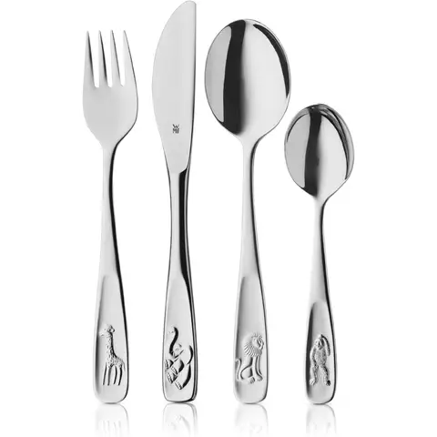 WMF Tiermotive Kinderbesteck-Set - 4-teilig - Schaufel (2x) + Messer + Gabel