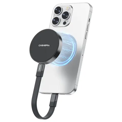 DigiEra LPS2000M-1 Disque SSD portable magnétique compatible avec les iPhone 15/16 et autres appareils USB-C noir - 1 To 