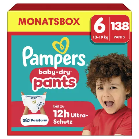 Pampers Baby Dry Pants Größe 6 Extra Large 13-19kg Monatsbox 138 Stück