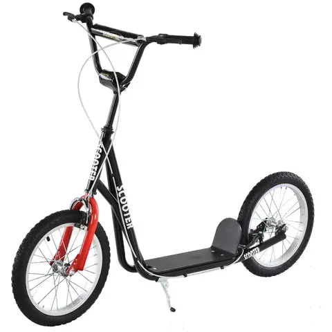HOMCOM Kick Scooters for Kids with Adjustable Height, Anti-Slip Deck, Dual Brakes, Rubber Tyres, for Boys and Girls Black