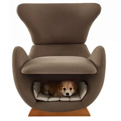 URBAN MEUBLE Designer loungechair — "Whale Shark"-design, koffiekleurige stof, 66 x 69 x 76 cm