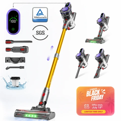 [Summerdeals - €69,99 met gratis volledige dagbezorging] MonsgaClean MV3 draadloze steelstofzuiger, 45 kPa/550 W/50 min, anti-klit ontwerp met verwijderbare batterij, LED-display, lichtgewicht handstofzuiger voor huisdierharen/tapijt/vloer
