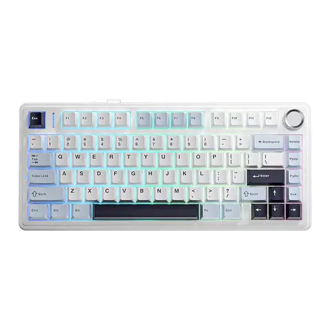 AULA F75 75%-mechanische kabellose Tastatur, US-QWERTY-Layout, Tri-Mode (kabelgebunden/Bluetooth/2,4G) – Glacier Blue/Reaper Switch