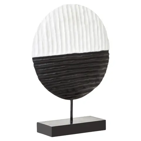 Fidel Black and White Mango Wood Round Sculpture
