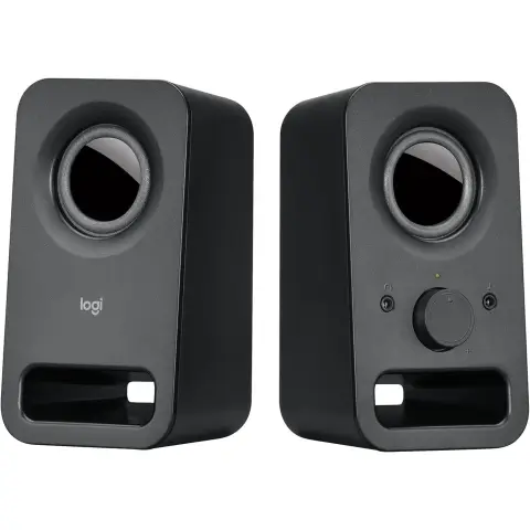 Logitech Z150 PC-Lautsprecher, Stereo-Sound, 2 Lautsprecher, 6 Watt Spitzenleistung, 3,5 mm Eingang, Bedienung am rechten Lautsprecher, Kopfhörerbuchse, EU-Stecker, PC / TV / Handy / Tablet - Schwarz