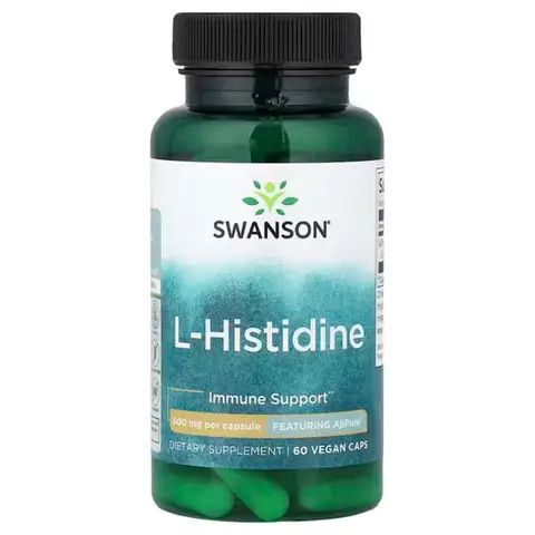 Swanson AjiPure L Histidine Amino Acid 500mg Daily Wellness Support Capsules - 60 Vegan Capsules