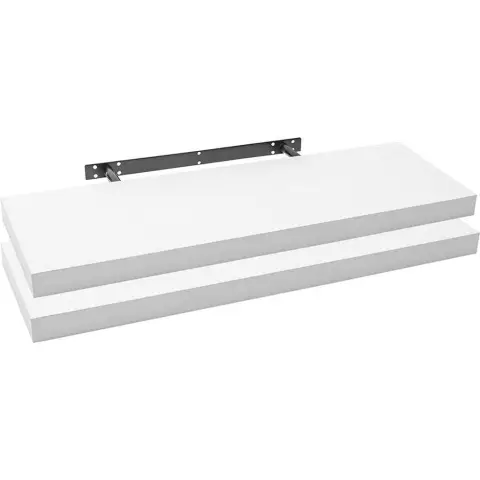 eSituro Schweberegale, 2er Set große weiße Wandregale, Einfache Installation, Holzregal für Schlafzimmer, Wohnzimmer, Küche, Ausstellungs- und Aufbewahrungsregal, Büromöbel, je 90x23x3.8cm
