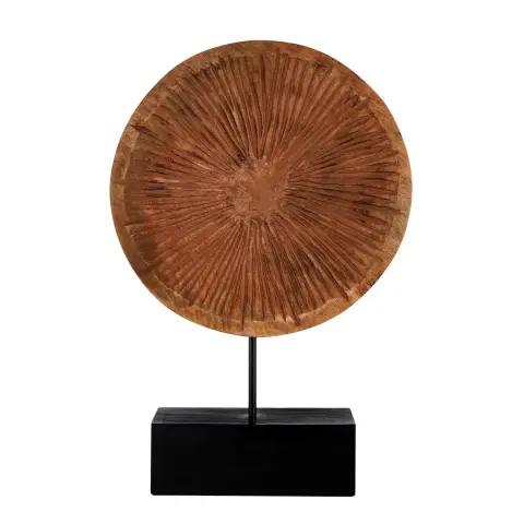 Fidel Large Carved Wood Disc On Stand