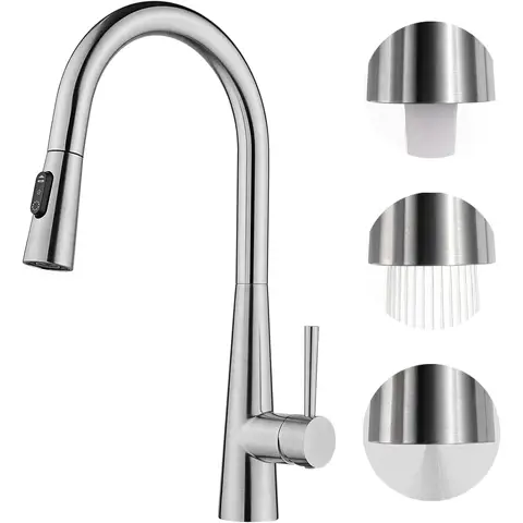 Küchenarmatur Ausziehbarer Gebürsteter Wasserhahn, 3 Wasserflussmodi