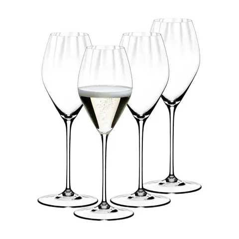 RIEDEL Performance Champagnerglas - Kristallglas - 375ml (13 fl oz) - 4-teiliges Set mit optischem Effekt, Spülmaschinenfest