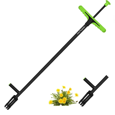 FLORA GUARD 3,3 Fuß Unkräuterentferner – Stand-up-Weeder-Entferner, beugenfreier Unkräuterentferner mit Fußplatte und 4 Krallen