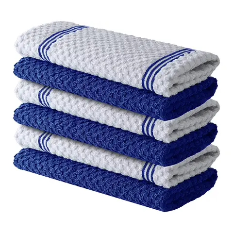 JORDAN&JUDY 6-Pack Blue Kitchen Towels, Soft & Durable, Quick-Dry & Lint-Free, 40x66cm