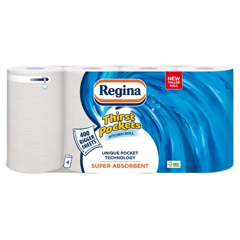 Regina Thirst Pockets 2 Ply 4 Pack White  (4R)