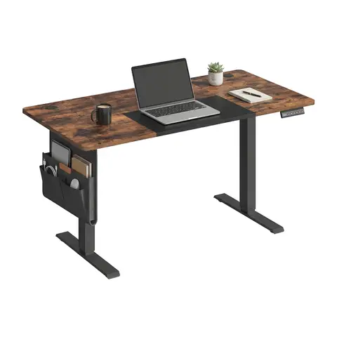 Ochama x SONGMICS Electric Standing Desk, Height Adjustable Desk, 160.1 x 70.1 cm, 4 Memory Heights, Rustic Brown