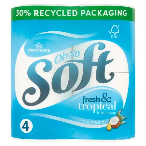 Morrisons Oh So Soft Fresh & Tropical Toilet Tissue, 3-Ply, 4 Rolls