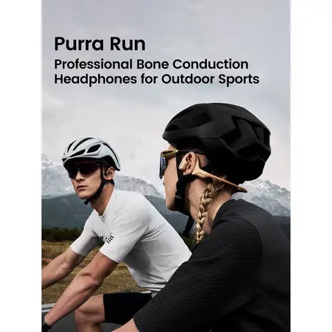 Mojawa Purra Run Bone Conduction Sport Headphones, Open-Ear Bluetooth Headphones with Mic, IP67 Waterproof, Deep Bass, Voice Control, Secure Fit for Running, Cycling, and Workouts (Black)