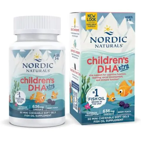 Nordic Naturals Children's DHA Xtra Fish Oil, 636mg Berry Punch - 90 mini Softgels