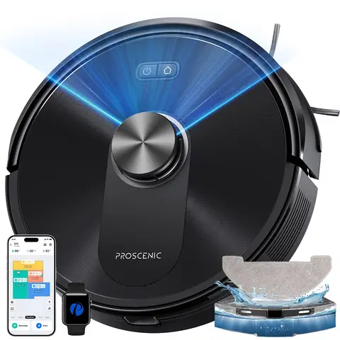 Proscenic Q10 Robot Vacuum Cleaner with Mop, 8000Pa Stong Suction, Lidar Navigation Robotic Vacuum, Robot Hoover 200Mins Runtime, Self-Charging, WiFi/Alexa/APP/iWatch Control, for Hard Floors Carpets UK