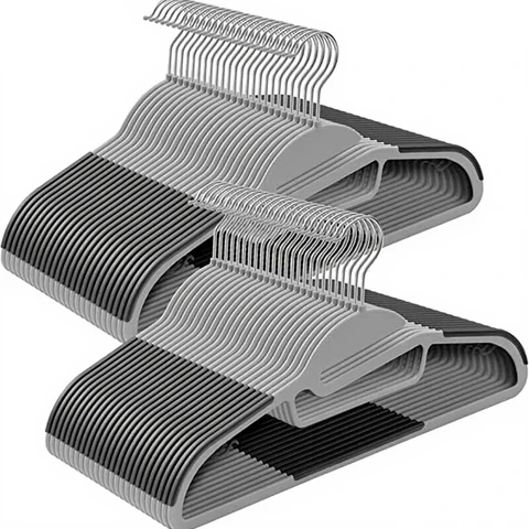 SONGMICS Pack of 50 Plastic Suit Hangers, Non-Slip, Space-Saving, 360° Swivel Hook, 41.5 cm Wide