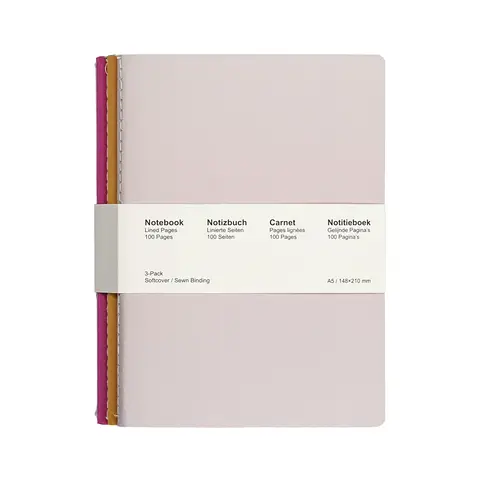Jubiluu A5 Softcover-Notizbuch Stitch, 3er-Set – 50 Blatt (80 g Offsetting-Papier) – klassisches cremefarbenes Notizbuch mit Linien für Schule, Büro, Journaling oder alltägliche Notiznähme – vibrantes Pastell