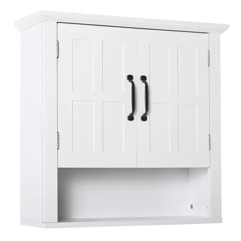 HOMCOM Bathroom Cabinet, 3-Tier Bathroom Wall Cabinet with Adjustable Shelf and 2 Doors, Storage Cabinet for Over the Toilet, White