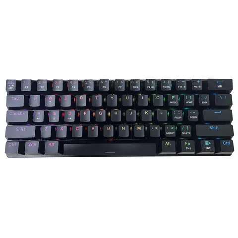 ET 60% Tri-Mode Mechanical Keyboard, QWERTY US layout, RGB Backlit, Clicky Blue Switch, 61 Keys Rechargeable Mini Wireless Keyboard for iPad Mac PC Xbox