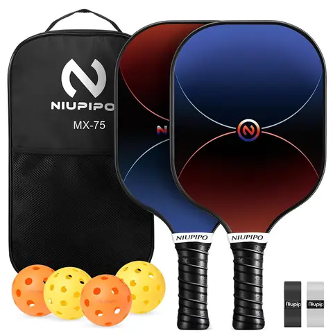 NIUPIPO Pickleball Paddles Set of 2 – Carbon Fiber Material, Polypropylene Honeycomb Core, USAPA Certified, Lightweight & Durable, Suitable for Beginners and Professionals, MX-75