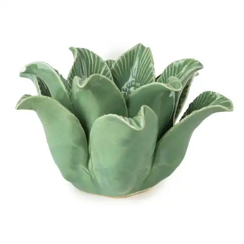 Candlelight Candle Holder Tealight Lotus Ceramic Green